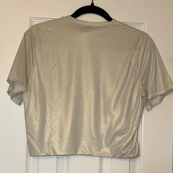 Lululemon Wundermost Ultra-Soft Nulu crewneck cropped t-shirt - shine - Picture 11 of 13